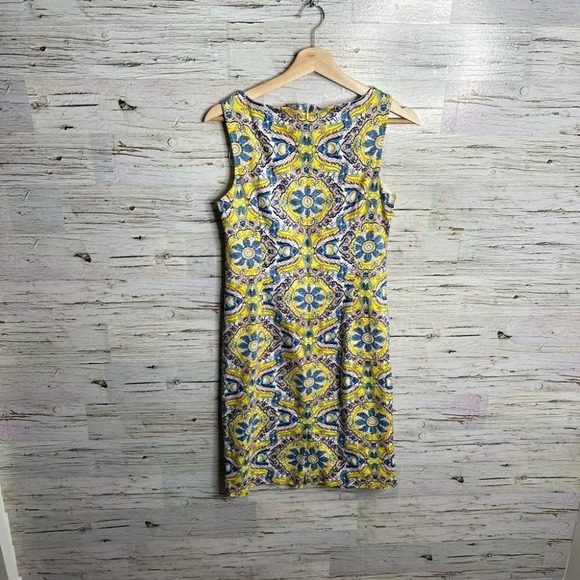 Chetta b midi yellow blue dress  pattern print size 2 - Picture 8 of 8